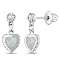 ARETES CORAZON COLGANTE OPALO